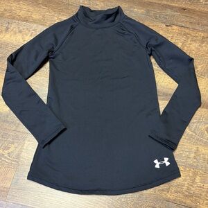 Under Armour ColdGear Black Fitted Mock Neck Top Youth Medium Base Layer Ski